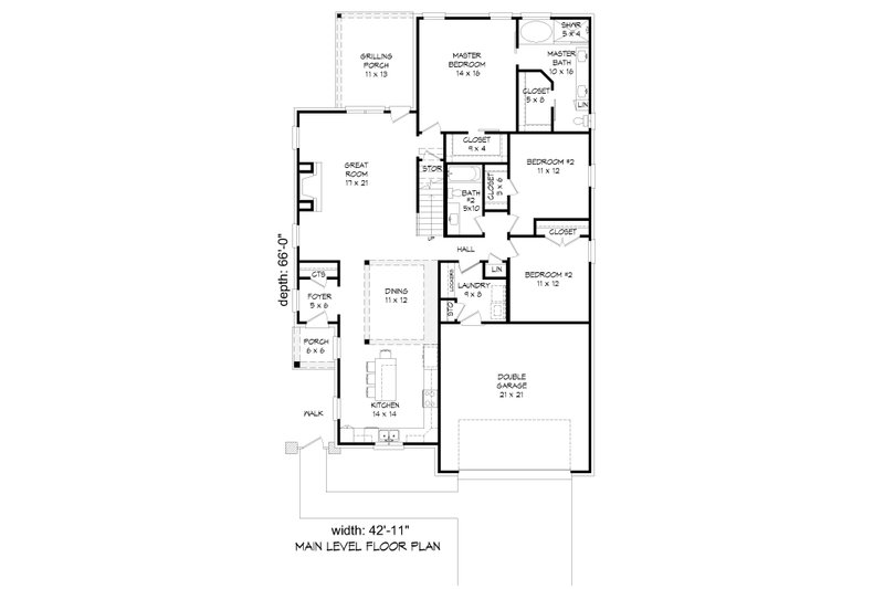 House Blueprint - Floor Plan - Main Floor for Country House Plan #932-273 - 4 bed, 3 bath