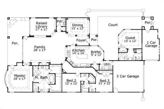 Floor Plan - Main Floor for European House Plan #411-876 - 4 bed, 3.5 bath