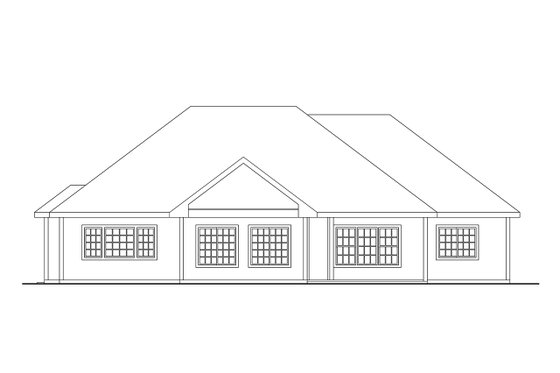 Exterior - Rear Elevation for Ranch House Plan #124-270 - 3 bed, 2 bath