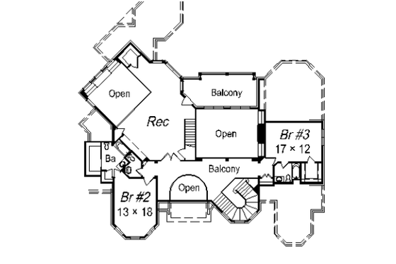 Floor Plan - Upper Floor for European House Plan #329-325 - 3 bed, 5 bath