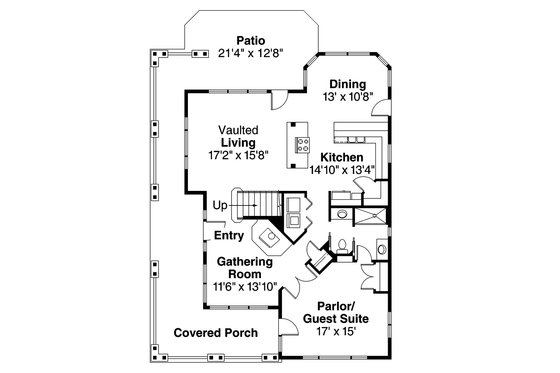 Floor Plan - Main Floor for Craftsman House Plan #124-556 - 3 bed, 3.5 bath