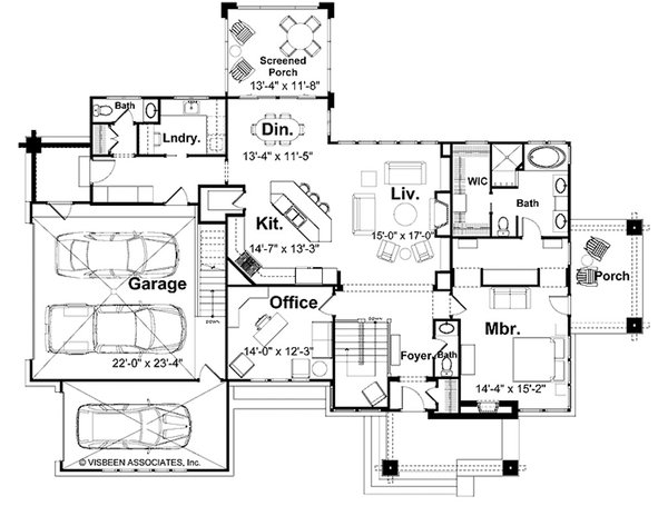 Architectural House Design - Floor Plan - Main Floor for Farmhouse House Plan #928-461 - 3 bed, 2 bath
