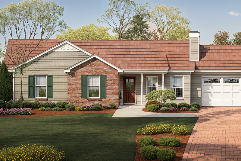 House Blueprint - Ranch Exterior - Front Elevation Plan #30-112