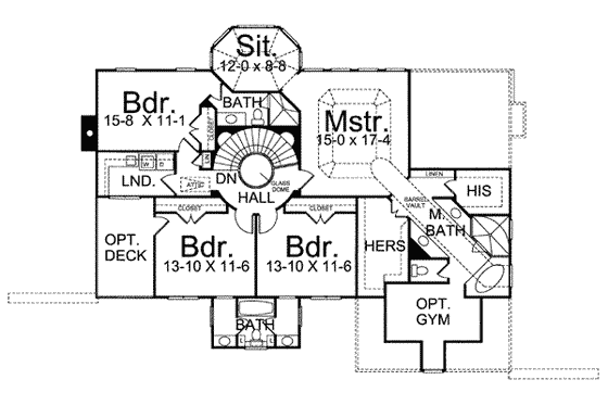 Floor Plan - Upper Floor for Classical House Plan #119-139 - 4 bed, 3.5 bath