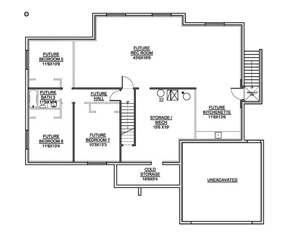 House Design - Country Floor Plan - Lower Floor Plan #1073-23