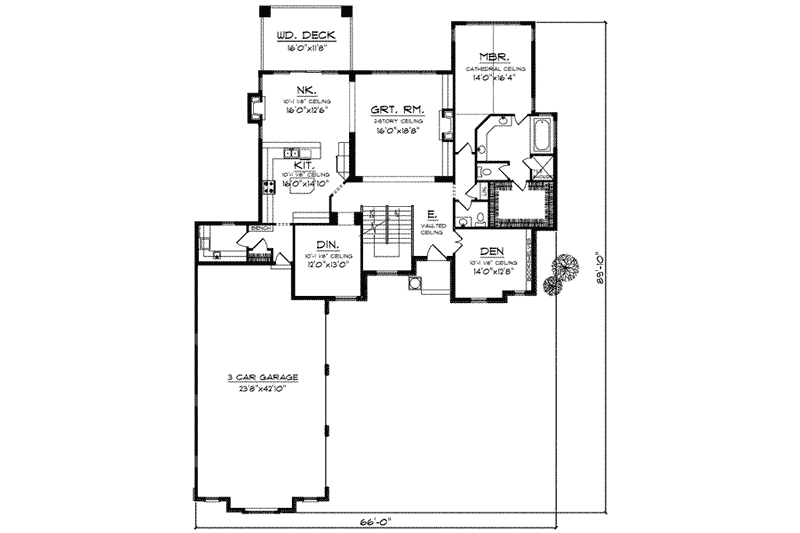 Home Plan - Floor Plan - Main Floor for Traditional House Plan #70-636 - 4 bed, 3.5 bath