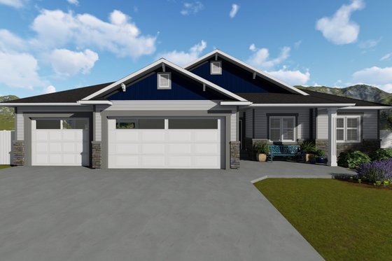 Exterior - Front Elevation 2 for Ranch House Plan #1060-39 - 3 bed, 2 bath