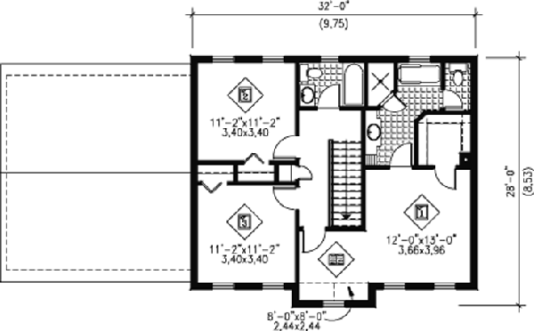 Colonial Floor Plan - Upper Floor Plan #25-4166