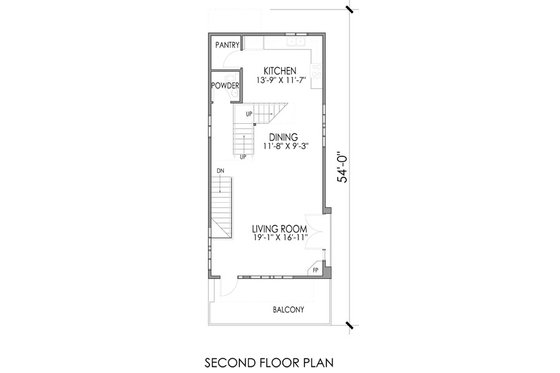Floor Plan - Main Floor for Modern House Plan #518-2 - 2 bed, 2.5 bath