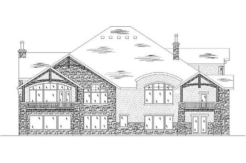 Home Plan - Exterior - Rear Elevation for European House Plan #5-418 - 4 bed, 4.5 bath