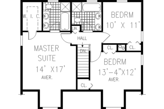 Floor Plan - Upper Floor for Southern House Plan #3-144 - 4 bed, 2.5 bath