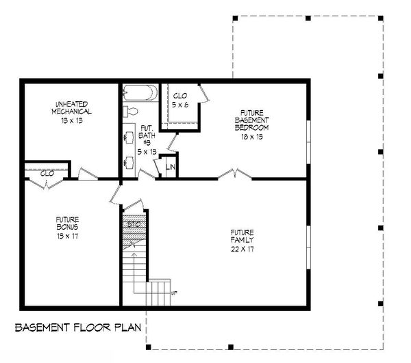 Cabin Floor Plan - Lower Floor Plan #932-250