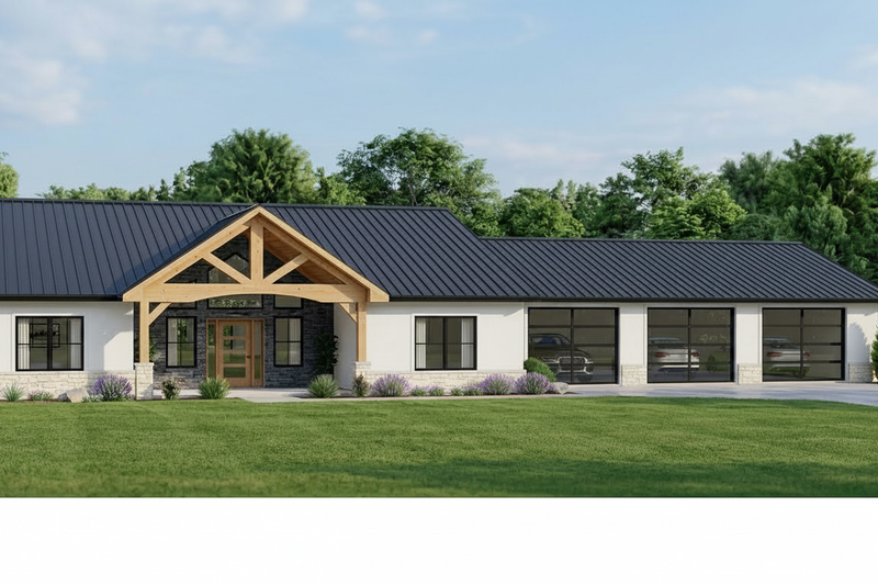 Architectural House Design - Exterior - Front Elevation 2 for Ranch House Plan #1064-440 - 3 bed, 3.5 bath