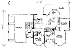 Floor Plan - Main Floor for European House Plan #308-104 - 4 bed, 3.5 bath