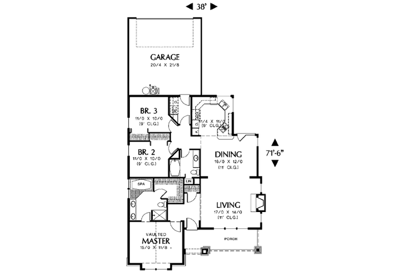 Home Plan - Floor Plan - Main Floor for Craftsman House Plan #48-268 - 3 bed, 2 bath