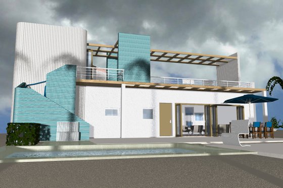 Exterior - Rear Elevation for Beach House Plan #535-23 - 3 bed, 3 bath