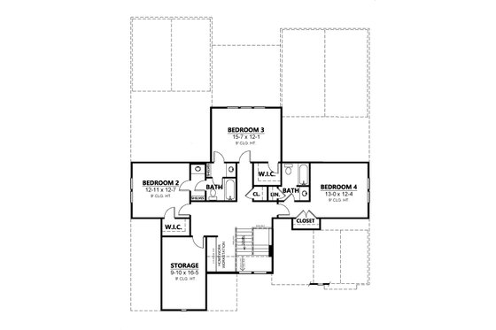 Floor Plan - Upper Floor for Contemporary House Plan #1080-25 - 5 bed, 4.5 bath