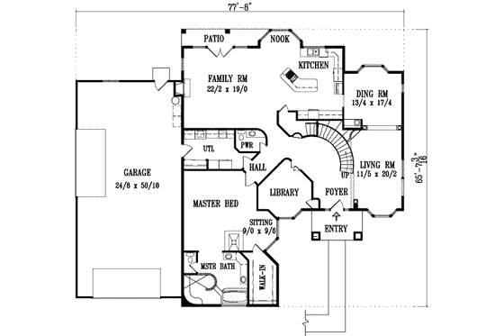 Floor Plan - Main Floor for Adobe / Southwestern House Plan #1-1111 - 4 bed, 3.5 bath