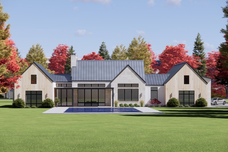 Home Plan - Exterior - Rear Elevation for Modern House Plan #1096-25 - 4 bed, 4.5 bath