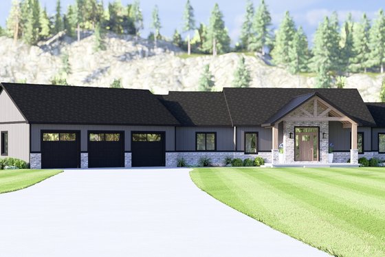 Exterior - Front Elevation 3 for Country House Plan #1064-357 - 1 bed, 1 bath