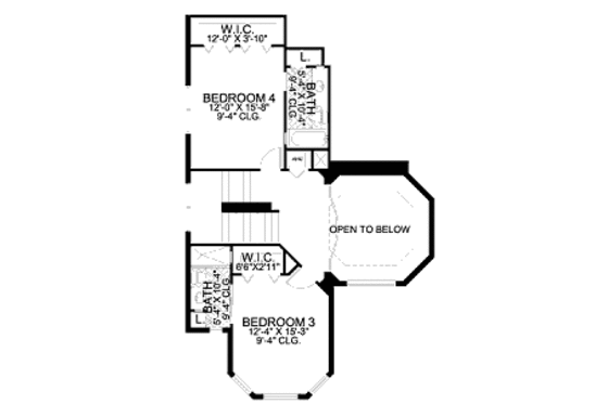 Floor Plan - Upper Floor for Mediterranean House Plan #420-153 - 4 bed, 4.5 bath