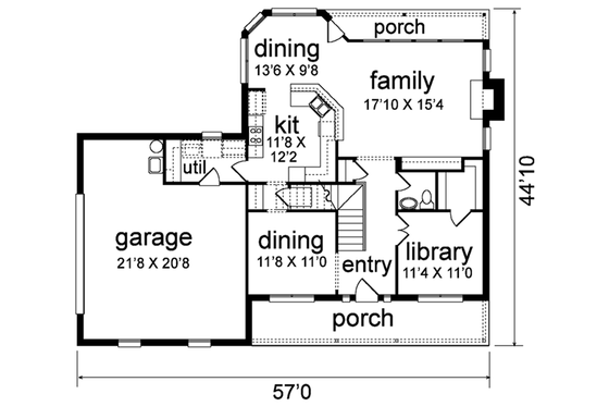 Floor Plan - Main Floor for Traditional House Plan #84-170 - 4 bed, 4 bath