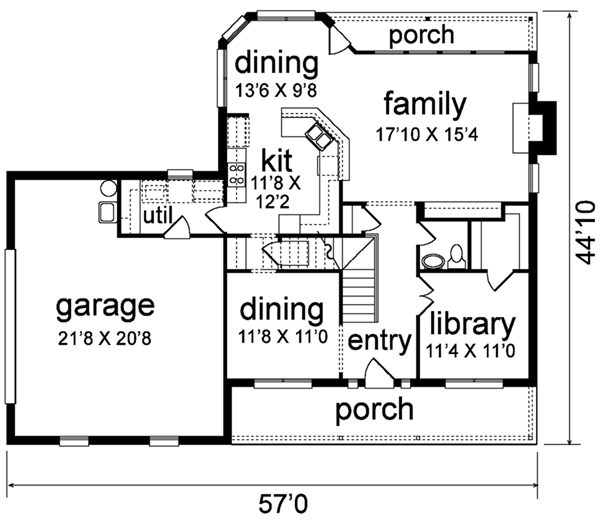 Traditional Floor Plan - Main Floor Plan #84-170