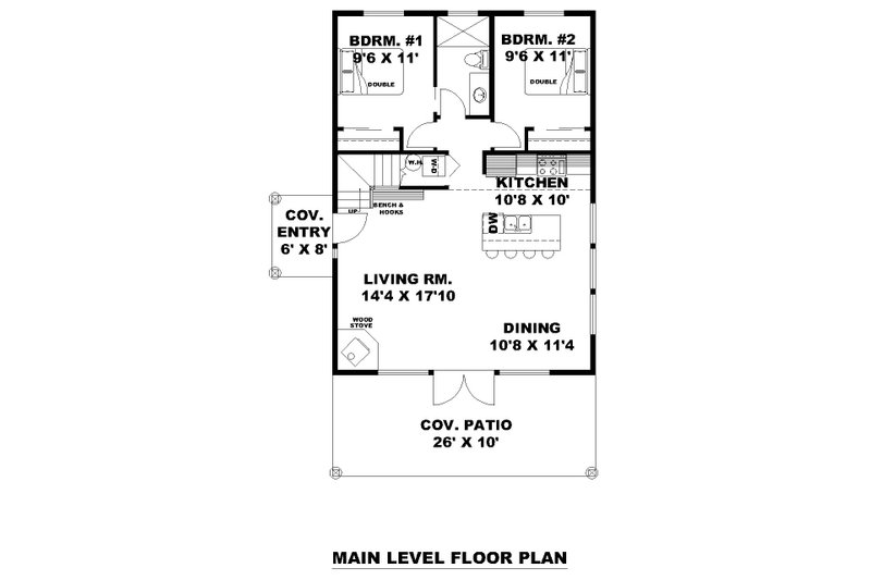 Home Plan - Floor Plan - Main Floor for Contemporary House Plan #117-915 - 2 bed, 1 bath