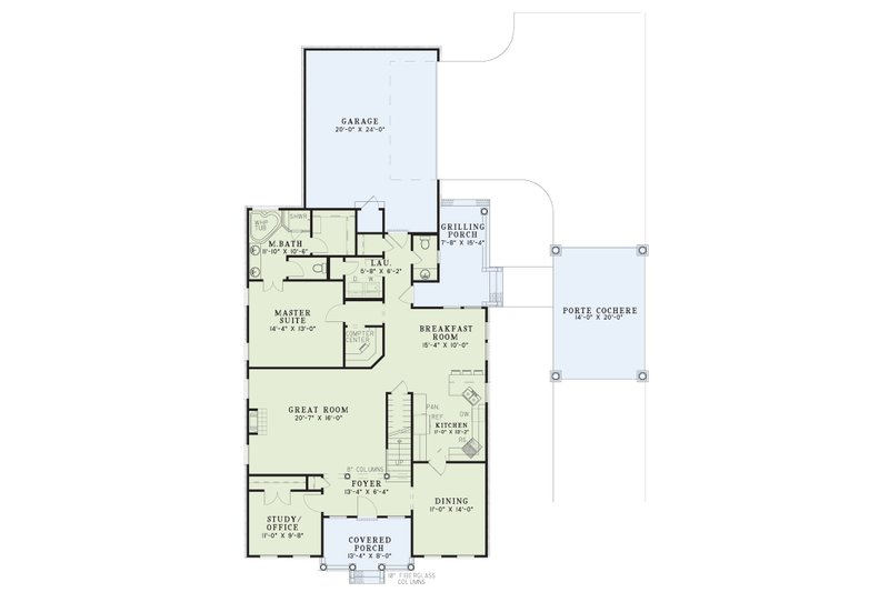 Architectural House Design - Floor Plan - Main Floor for Country House Plan #17-2867 - 3 bed, 2.5 bath