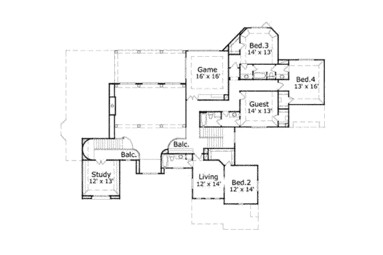 Floor Plan - Upper Floor for Mediterranean House Plan #411-102 - 5 bed, 5.5 bath
