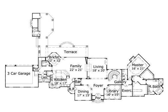 Floor Plan - Main Floor for European House Plan #411-514 - 4 bed, 4.5 bath