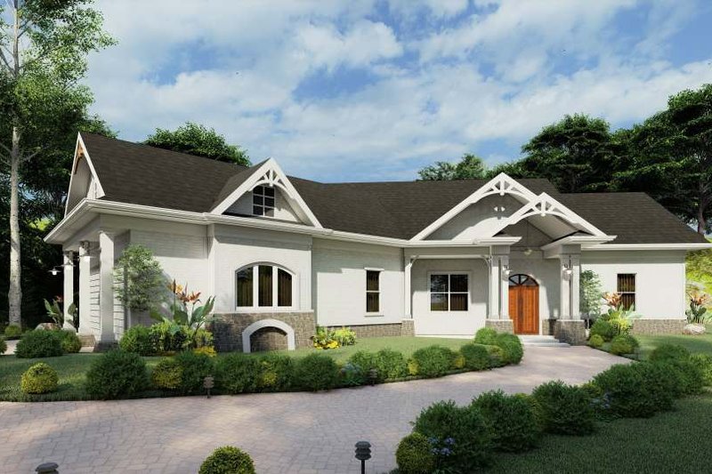 Home Plan - Exterior - Front Elevation 4 for Ranch House Plan #54-428 - 3 bed, 2.5 bath