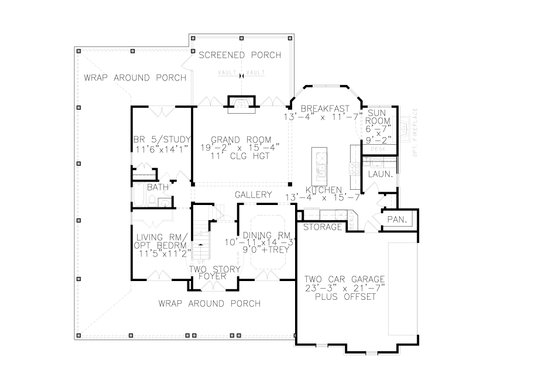 Floor Plan - Main Floor for Farmhouse House Plan #54-379 - 4 bed, 5 bath