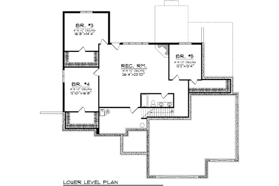 Floor Plan - Lower Floor for Traditional House Plan #70-1003 - 5 bed, 3 bath
