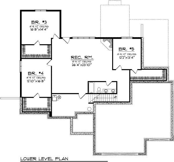 House Blueprint - Traditional Floor Plan - Lower Floor Plan #70-1003