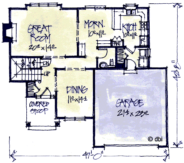 Dream House Plan - Country Floor Plan - Main Floor Plan #20-2042