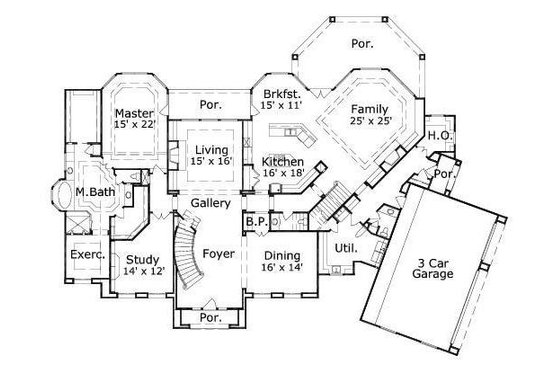 Floor Plan - Main Floor for European House Plan #411-295 - 4 bed, 4.5 bath