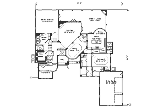 Floor Plan - Main Floor for European House Plan #135-157 - 4 bed, 4 bath