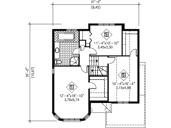 European Floor Plan - Upper Floor Plan #25-4153