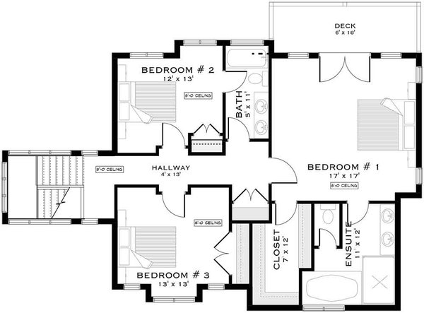 House Blueprint - Craftsman Floor Plan - Upper Floor Plan #1101-50