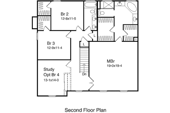 Floor Plan - Upper Floor for Country House Plan #22-208 - 4 bed, 2.5 bath