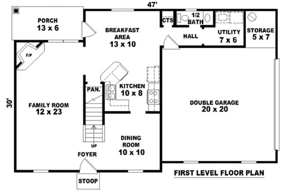 Floor Plan - Main Floor for European House Plan #81-1364 - 3 bed, 2.5 bath