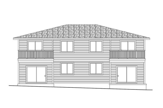 Exterior - Rear Elevation for Contemporary House Plan #124-1362 - 6 bed, 4 bath