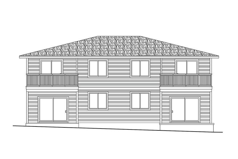 House Design - Exterior - Rear Elevation for Contemporary House Plan #124-1362 - 6 bed, 4 bath