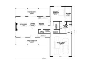 Floor Plan - Main Floor for Barndominium House Plan #1112-1 - 4 bed, 3.5 bath