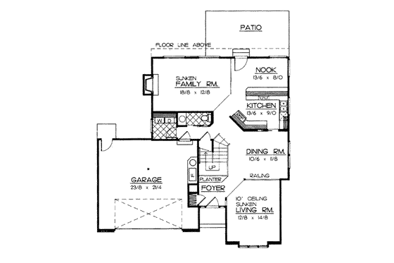 Floor Plan - Main Floor for Traditional House Plan #90-203 - 3 bed, 2.5 bath