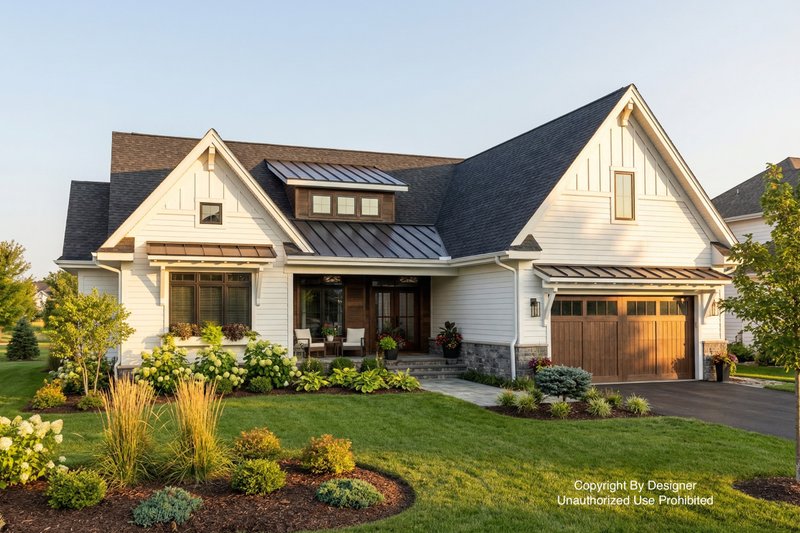 Farmhouse Style House Plan - 3 Beds 2.5 Baths 2100 Sq/Ft Plan #51-1237 Exterior