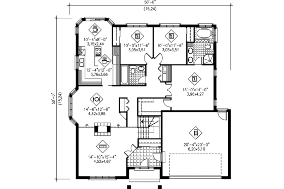 Floor Plan - Main Floor for Traditional House Plan #25-148 - 3 bed, 2 bath