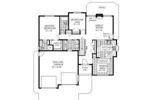 Floor Plan - Main Floor for Ranch House Plan #18-1022 - 2 bed, 2 bath