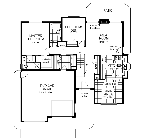 House Plan Design - Ranch Floor Plan - Main Floor Plan #18-1022